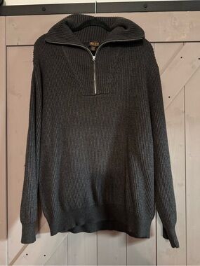 Men’s Truth Charcoal Ribbed Quarter-Zip Sweater